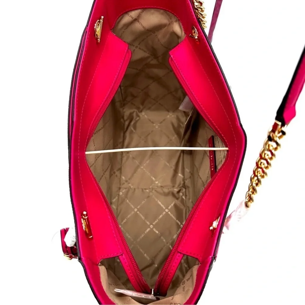 Michael Kors Large X Chain Shoulder Tote Bag & Continental Wallet Electric Pink - Picture 9 of 14